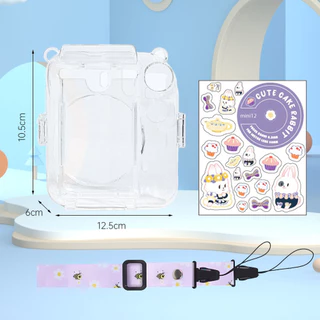 For Mini 11 Case Mini 12 ชุดเคสป้องกันกล้อง 3 in 1 ประกอบด้วย สายคล้อง เชือก สติกเกอร์ และเคสใส กันกระแทกและทนทาน