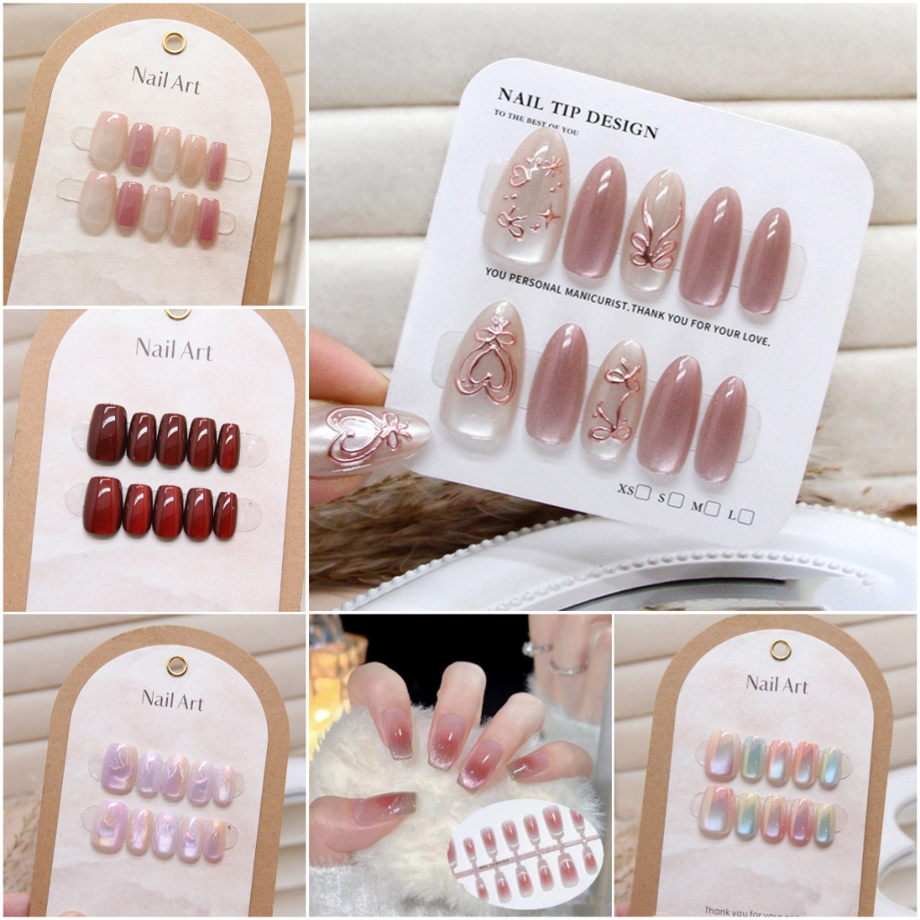 ใหม ่ 10PCS Cat Eye คริสตัล เล็บ ปลอม Shining Cat Eye Series สวมใส ่ เม ็ ดปลอม