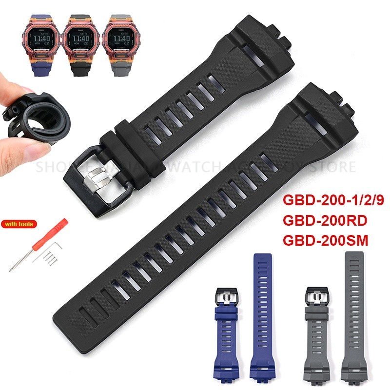 สายนาฬิกายางเรซินกันน้ําสําหรับ Casio GBD-200-1/2/9 GBD-200RD GBD-200SM อิเล็กทรอนิกส์สายนาฬิกาซิลิโ