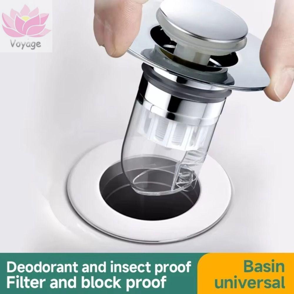 VOYAGER 1 ชิ้นอ่างล้างจานกรอง,กดประเภท Bounce Core Pop-up ท่อระบายน้ํากรอง,ทนทาน Universal อ่างอาบน้