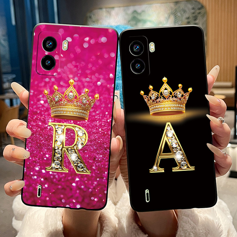 ฝาครอบโทรศัพท์สําหรับ Tecno Pop 6 BE7 กรณีซิลิโคนสีดํานุ่มกันกระแทกแฟชั่นที่กําหนดเองชื่อ Letter Cro