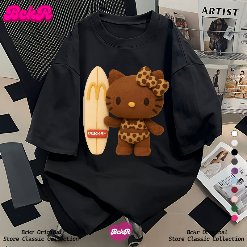 【จัดส่งตลอด 24 ชั่วโมง】 BCKR ดีไซน์เก๋ ลายแมวน้อย คอกลม เสื่อยืด ลำลอง oversize เสื้อผญ เสื้อYG4305 – โปรปัง