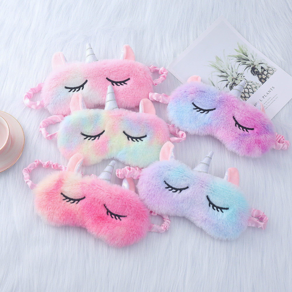 Plus Plush สีสัน Unicorn Eye Mask น่ารักแรเงา Sleeping Eye Mask