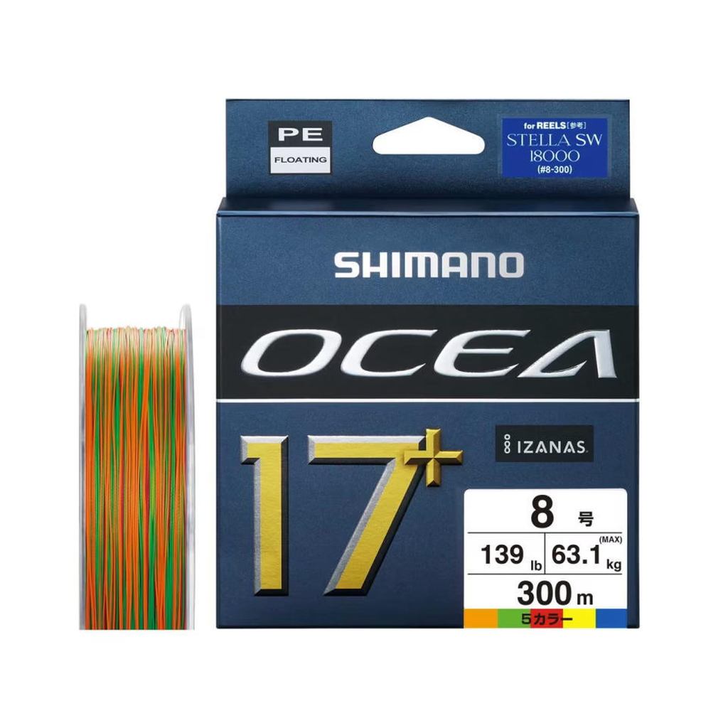 SHIMANO Ocea 17+ PE Braided Line 300m LD-A71Y #8 139lb 5 Color