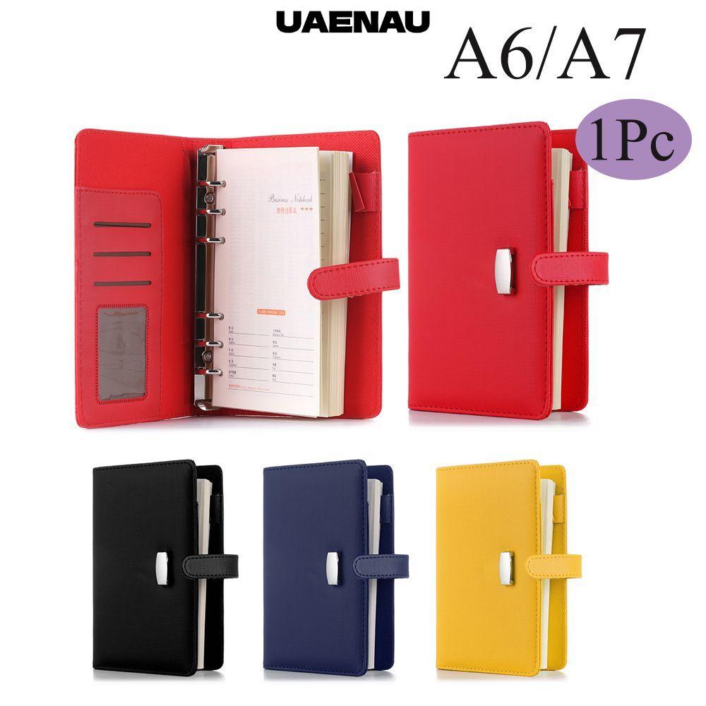 UAENAU A6/A7 แฟ้มโฟลเดอร์รีฟิลแฟชั่น Journal Card Organizer หลวม Leaf หนัง Notepad