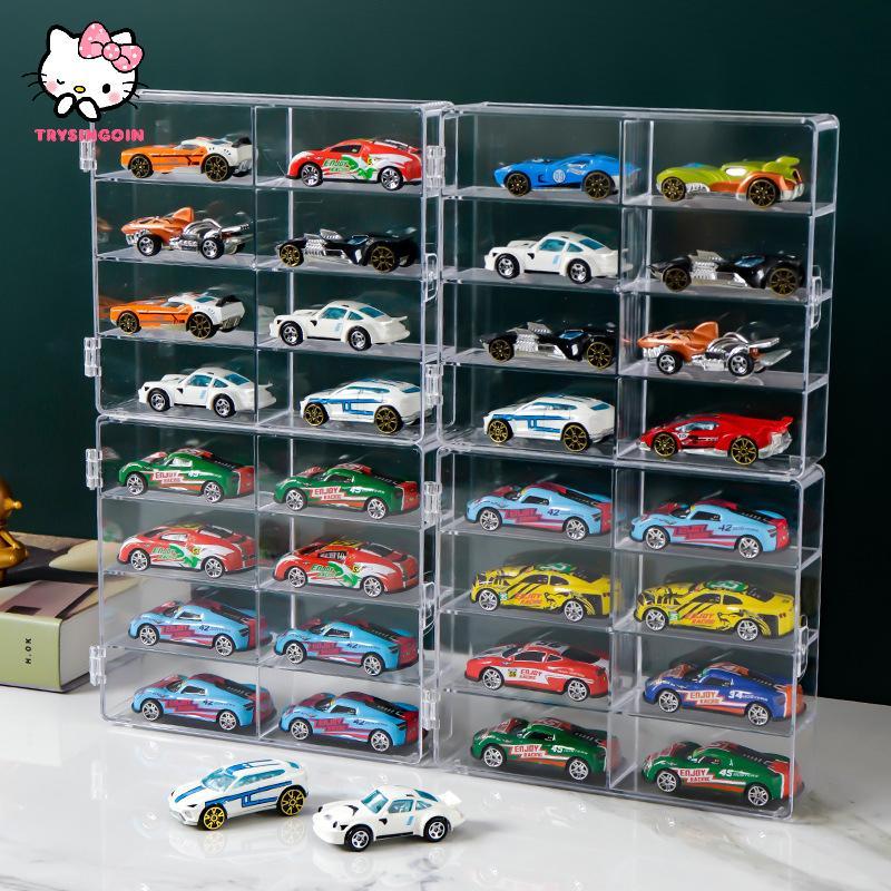 [strysingoin] 1:64 Scale Car Model Storage Box 8 Slot Clear Display Shelf Toy Car Dust Storage Conta