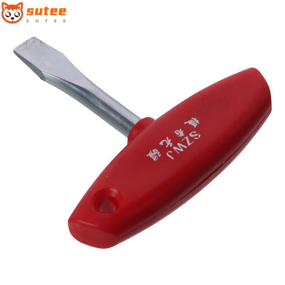 SOTEE Slotted ไขควง, 3.78 นิ้วสีแดง T Handle, T-bar Grip เหล็กคาร์บอน ABS พลาสติก T Bar ชุดฟิล์ม