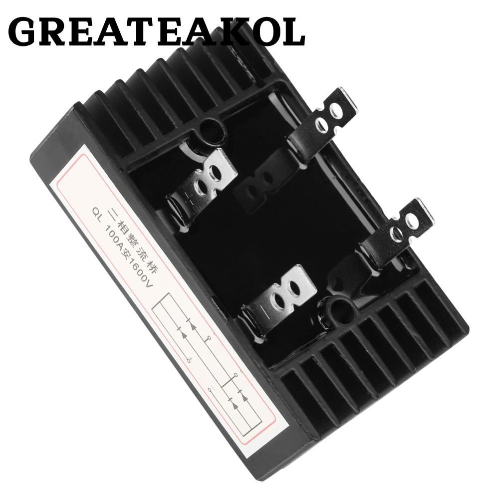 GREATESKOL Bridge Rectifier, 2-Phase 1600V Bridge Rectifier 100A, High Power QL-100A สีดํา 4 Pin Dio