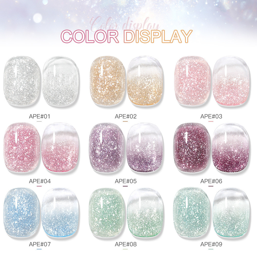 AS สีเจลทาเล็บ กากเพชรเนื้อแน่น Snowflake gel เจลกลิตเตอร์เนื้อละเอียด โทนใสฟุ้งประกายเหมือนเกล็ดหิมะ