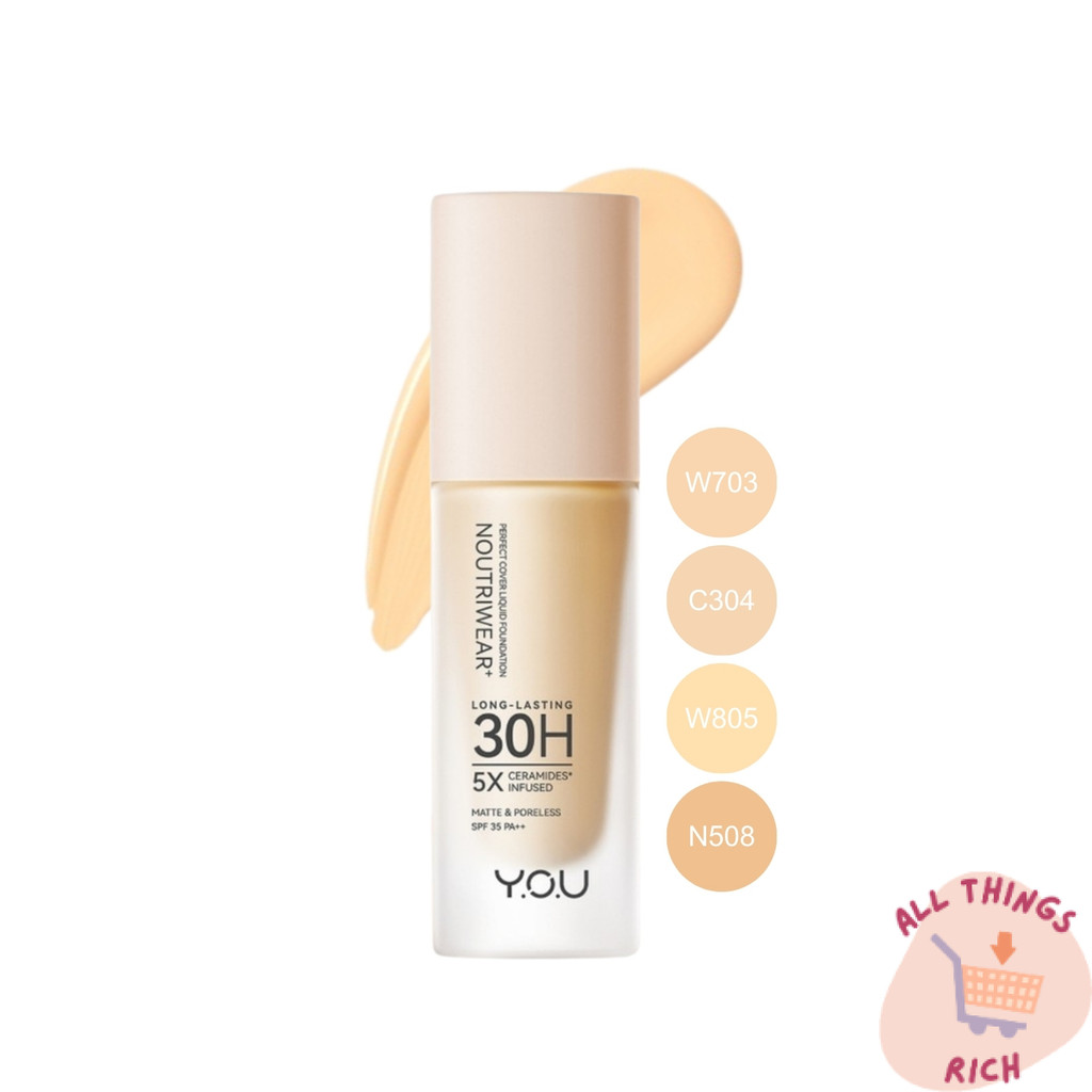 YOU NoutriWear+ PerfectFoundation SPF35 PA++บางเบา เกลี่ยง่าย ปกปิดดี คุมมัน กันเหงื่อ รองพื้นติดทน