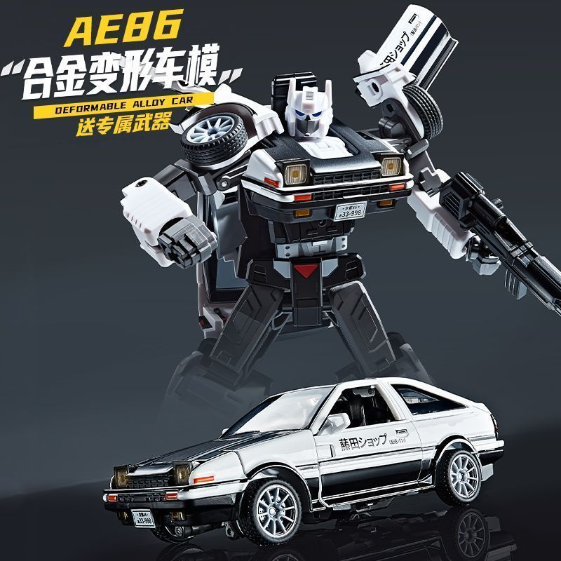 Initial D AE86 Alloy Transforming Robot Car King Kong Warrior Model Jewelry Gifts for Boys