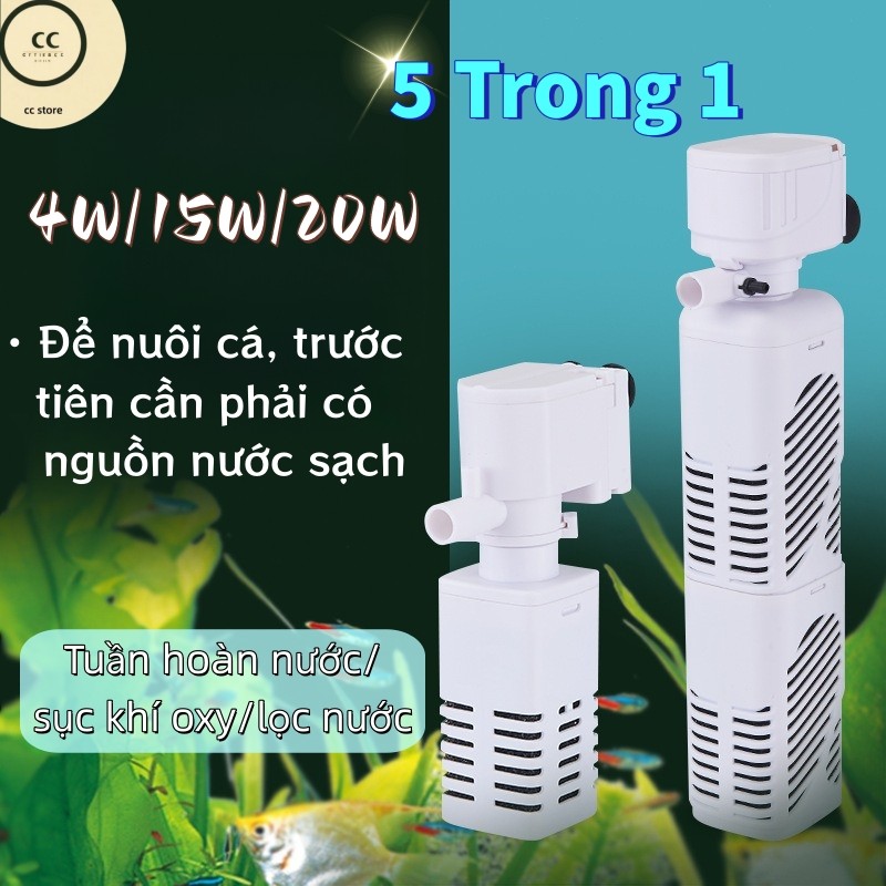 ตู้ปลา 5-ใน-1 / เครื่องกรองน้ําตู้ปลา สุด ๆ ทําความสะอาด กรองประหยัดพลังงานเงียบและมั่นคง