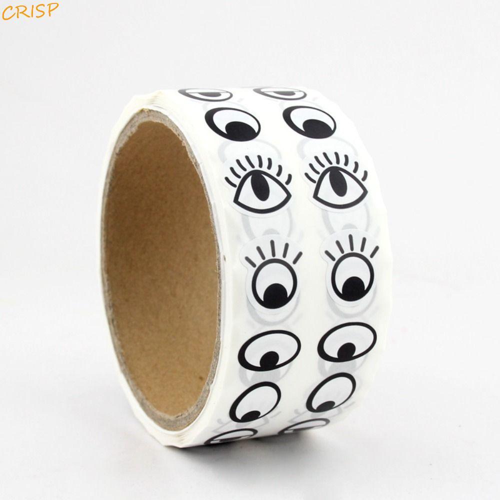 CRISP 1000 ชิ้น/ม้วนสติกเกอร์ตาพรีเมี่ยม,งานฝีมือแบบใช้ซ้ําได้ Mini Eye รูปสติกเกอร์,ทนทานสีดําสีขาวออกแบบของขวัญ Self-Adhesive เครื่องเขียนสติกเกอร์ตกแต่งอีสเตอร์