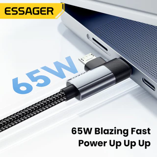 Essager 65W อลูมิเนียมอัลลอยด์ Type C ถึง L+ C สาย 2 in 1 อะแดปเตอร์สายไฟชาร์จเร็ว USB2.0 480Mbps สําหรับทั้งอุปกรณ์ Type-C และ iP