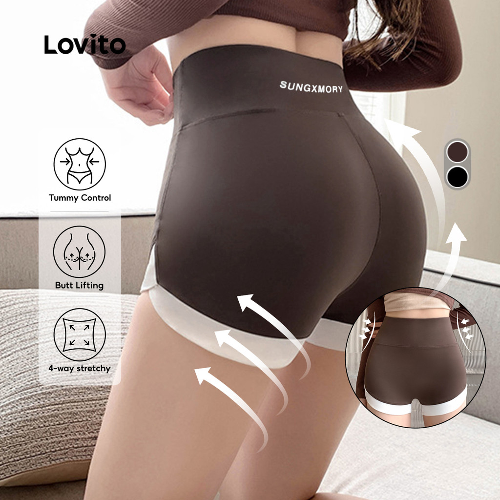 Lovito กางเกงขาสั้นกีฬาแบบสปอร์ต LNA129041