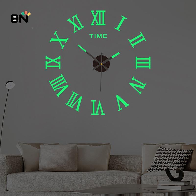 [BN] 3D Luminous Wall Clo Frameless อะคริลิค DIY Digital Clo Wall Stiers Mute Clo สําหรับห้องนั่งเล่