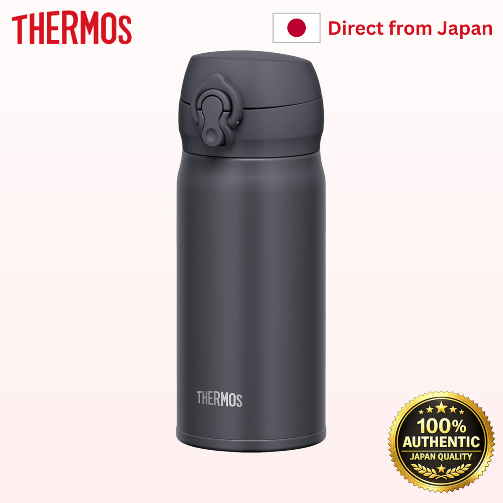 THERMOS ขวดน้ำ ฉนวนกันความร้อนและความเย็น แก้วสแตนเลส น้ำหนักเบา 350ml สีดำ JNL-356 SMB【Direct from 