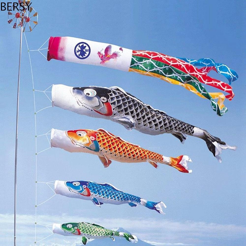 BERSY Windsock 40/70/100 ซม.Yard Decor กลางแจ้งสไตล์ญี่ปุ่นปลาคาร์พธง