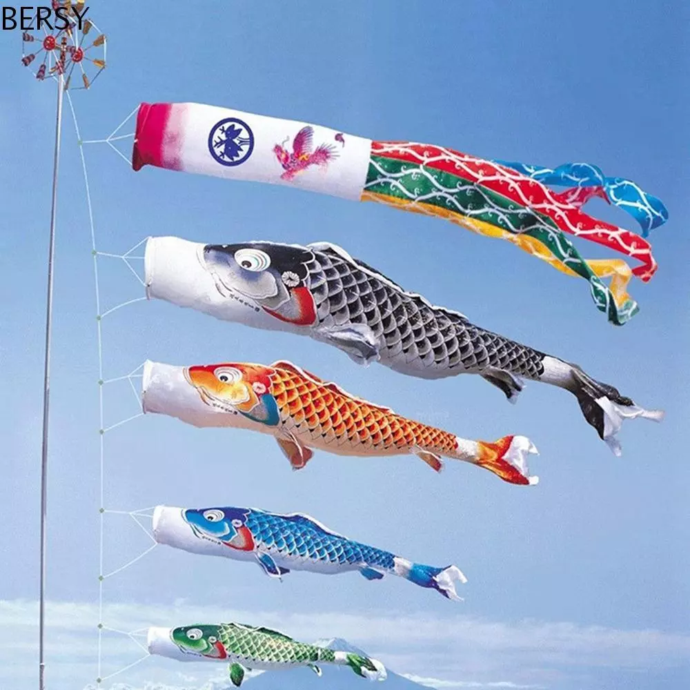 BERSY Windsock 40/70/100 ซม.Yard Decor กลางแจ้งสไตล์ญี่ปุ่นปลาคาร์พธง