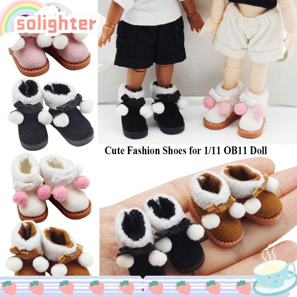 SOLIGHTER รองเท้าหนัง 5 สี Handmade สําหรับ 1/11 OB11 รองเท้าตุ๊กตา