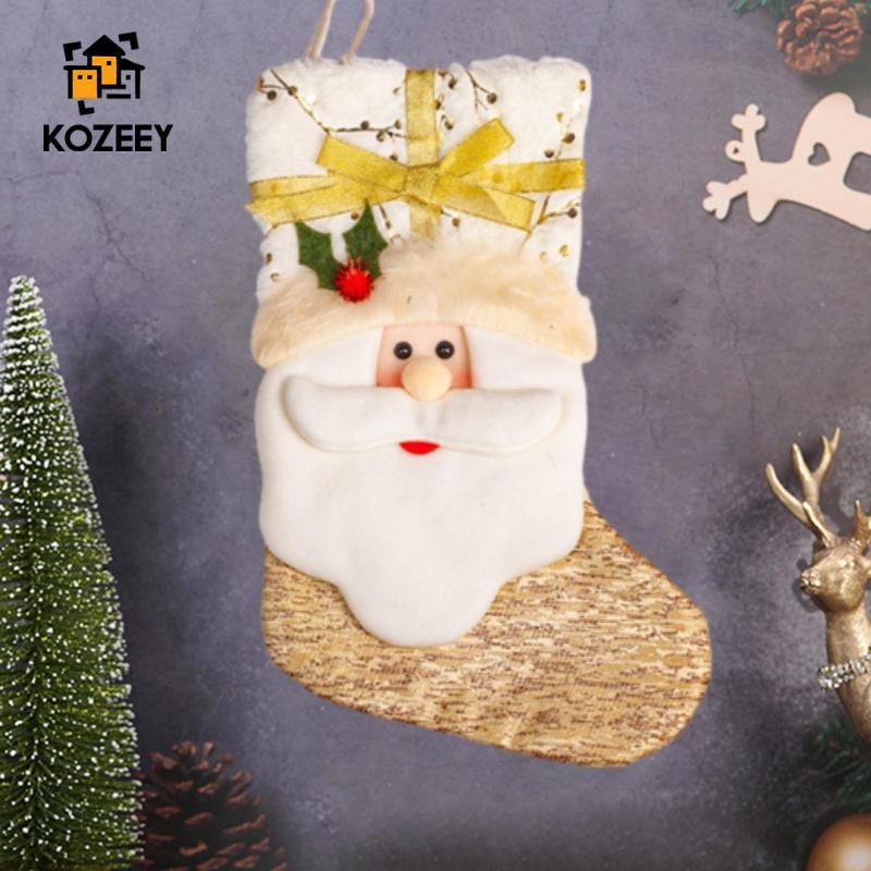 KOZEEY Christmas Stocking Xmas Stocking แบบพกพารักษากระเป๋าเครื่องประดับคริสต์มาสแขวน