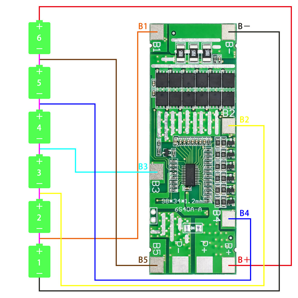 6S 40A 24V 18650 Li-Ion แบตเตอรี่ลิเธียมป้องกันบอร์ดพลังงานแสงอาทิตย์ Bms Pcb พร้อม Balance สําหรับ Ebike สกู๊ตเตอร์