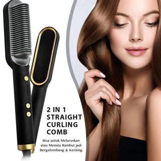 Sisir Catokan Pelurus Culry Rambut 2in1 Sisir Pelurus Straight Comb Hair Stylist