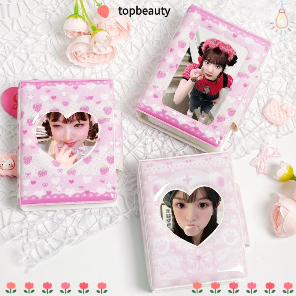 สมุดสะสมการ์ดแบบหมีน้อยสีชมพู ขนาด 3 นิ้ว 32 ช่อง PVC กันกระแทก มาพร้อมสายคล้อง