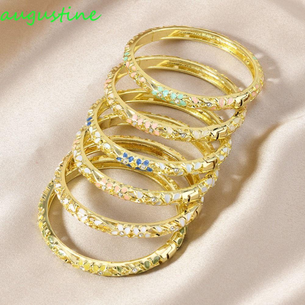 Cloisonne AUGUSTINE กําไลข้อมือวินเทจ,กําไลข้อมือคู่คลาสสิกกลวงออกดอกไม้กําไลข้อมือบนมือวินเทจชาติพั