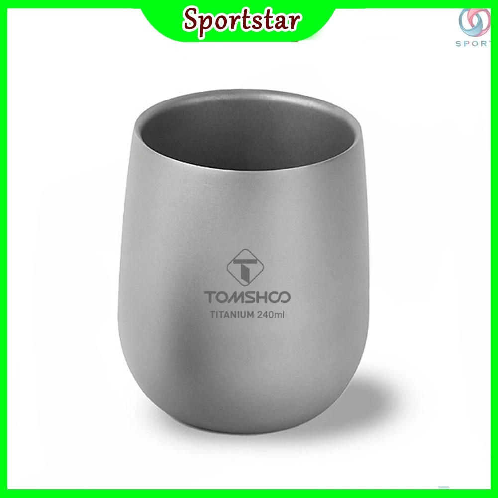 TOMSHOO ถ้วยไทเทเนียมฉนวนกําแพงเดินป่าตั้งแคมป์ดื่มสําหรับ ไททาเนียมฉนวนแก้ว. น้ําคู่.