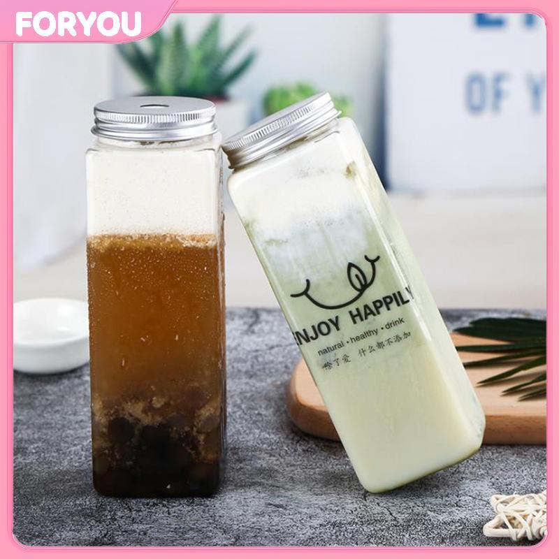 FORYOU 500ML Square เครื่องดื่มน้ําผลไม้แบบใช้แล้วทิ้งขวดชานมขวดโยเกิร์ตพลาสติก null