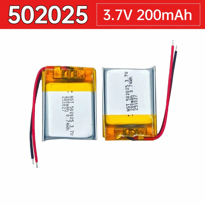 1-10ชิ้น 502025 3.7V 200mAh Polymer Lithium LiPo แบตเตอรี่แบบชาร์จไฟได้สําหรับชุดหูฟังบลูทูธเครื่องม