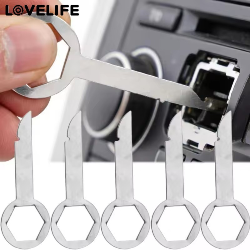 [AUTO&3C]เครื่องมือถอดเครื่องเสียงรถยนต์เหล็กทนทาน5/10 ชิ้น|ปุ่มถอดประกอบวิทยุ VW Audi Ford| เครื่องมือซ่อมกลไกการปลอดรอยขีดข่วน