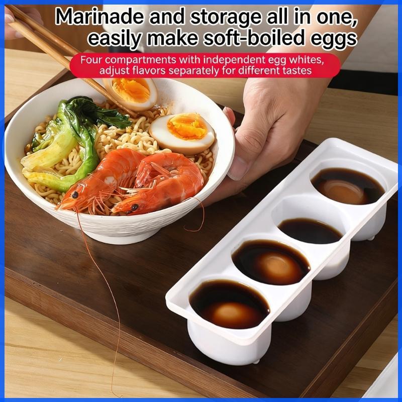 Con Space Saving Eggs Pickle Box Eggs Marinating Container 4 ช่องแยกสําหรับผู้ที่ชื่นชอบการทําอาหารแ