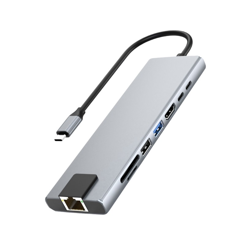 Moon 8 in 1 USB C Docking Station อะแดปเตอร์หลายพอร์ต HDTV USB3 0 USB2 0