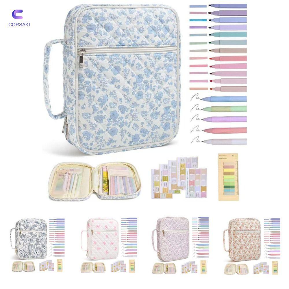 CORSAKI Bible Cover Bag, Floral Design Handle Bible Cover ,กระเป๋าซิป Bible Journaling Kit Church