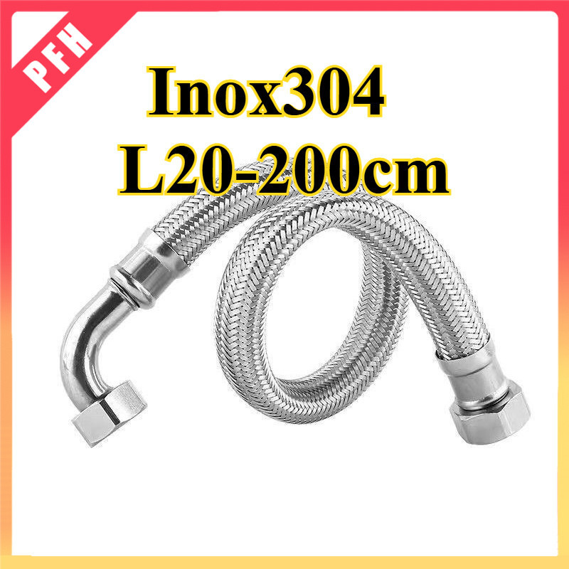 304/สายท่อน้ำดี สแตนเลสแท้ถัก เกรด  สายต่อน้ำL20-200CM อเนกประสงค์ ท่อถักสแตนเลส （ ข้อศอก90°）（ ZH-PFH1）