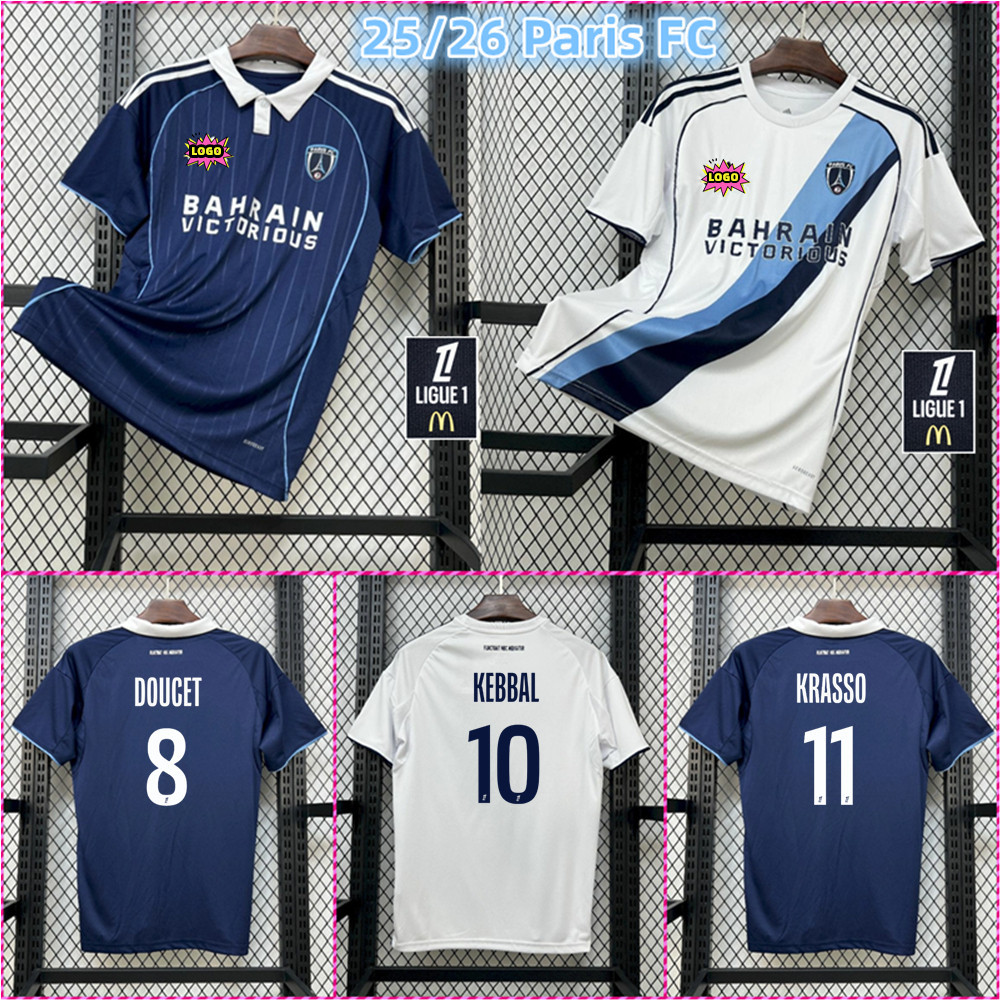 S-XXXXL Paris FC 2025/26 เสื้อฟุตบอลเหย้าและเยือนผู้ชาย S-4XL