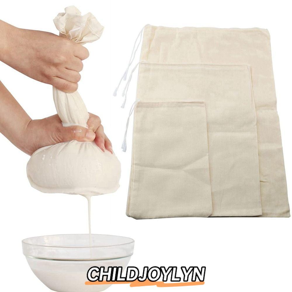 CHILDJOYLYN ผ้าชีส, ความเครียดถุงกรองแบบใช้ซ้ําได้, ชาโยเกิร์ตกาแฟ Cheesecloth Bags ถุงนมถั่วแบบพกพา