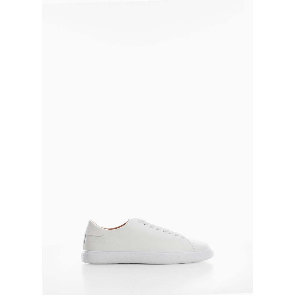 รองเท้าผ้าใบแฟชั่น Mango ของแท้ Leather Monochrome all White - White