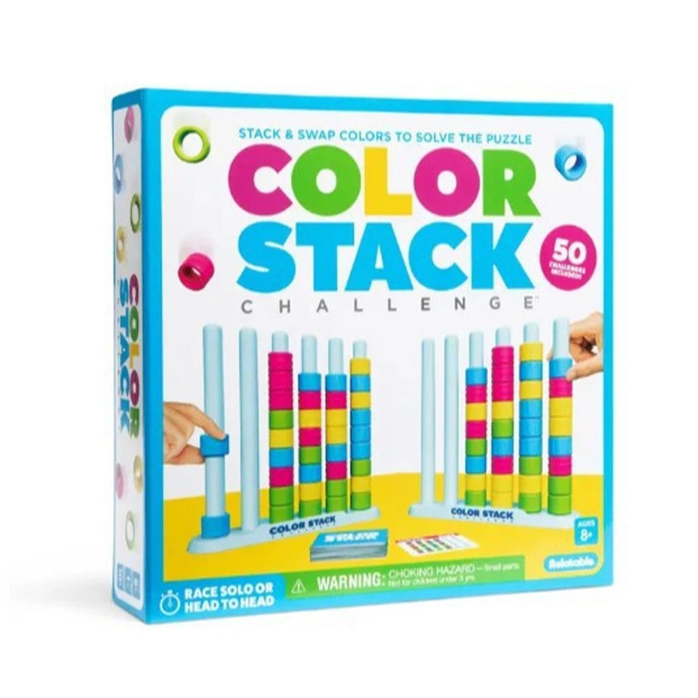 Color Stack Challenge Stacking Game for Kids, 50 Challenges Color Sorting Brain Teaser Toy