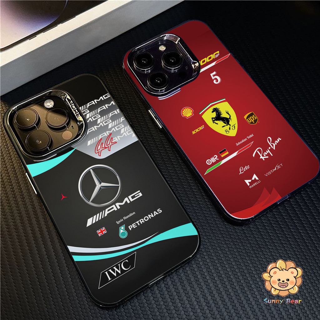 เคสไอโฟนiPhone 18 Pro Max 17 โลโก้ F1 การแข่งขัน Simple สีทึบ Frosted Electroplate เลนส์ป้องกันเคสโทรศัพท์สําหรับ iPhone 18 Pro Max 17 16 15 14 13 12 11 7 8 Plus X Xr Xs Max