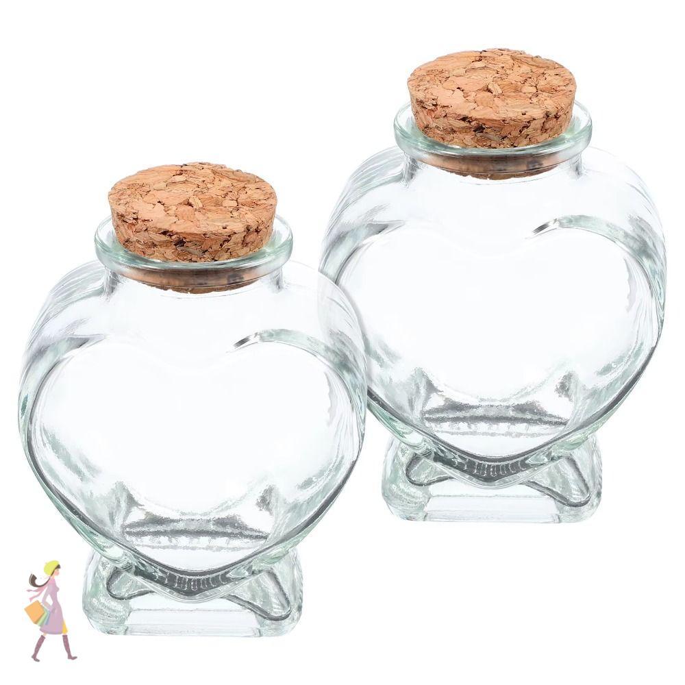 INNICE Wishing Bottle, Craft Origami Stars Glass Bottle, DIY Peach Heart Shape Storage Bottle for Ho