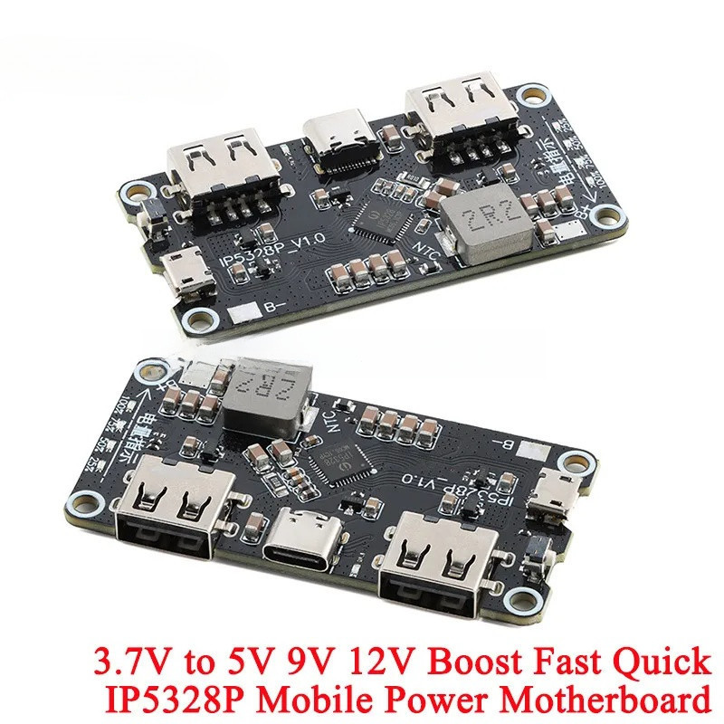 1-10Pc IP5328P Dual USB 18650 เครื่องชาร์จแบตเตอรี่สมบัติ 3.7V ถึง 5V 9V 12V เมนบอร์ดมือถือ Boost Fa