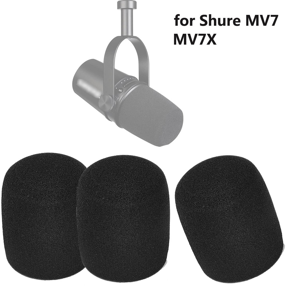ไมโครโฟน Pop Filter สําหรับ Shure MV7/MV7X, ฝาครอบไมโครโฟนป้องกันกระจกโฟม