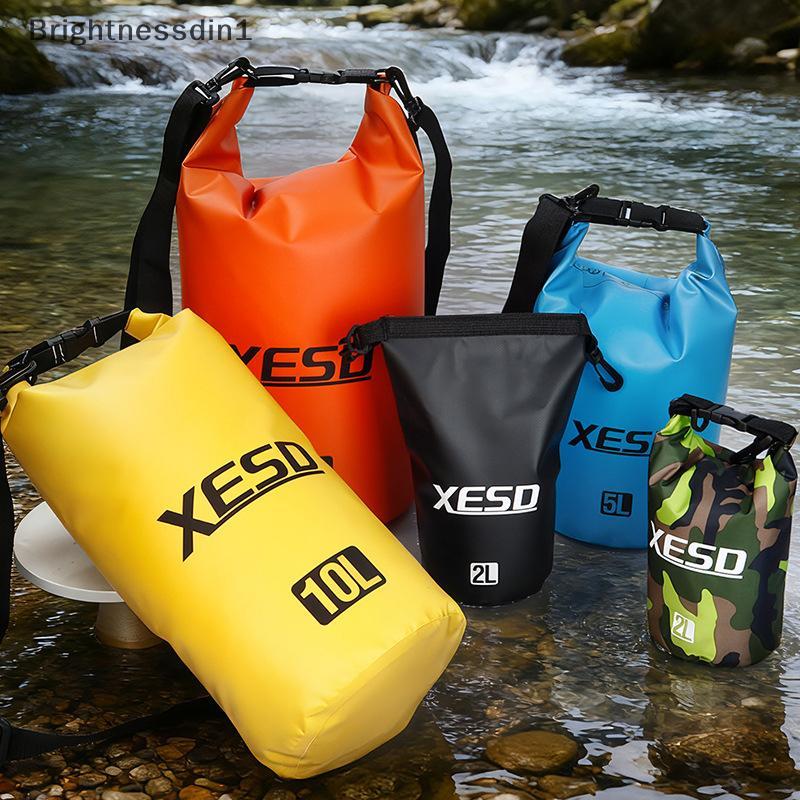 [Brightnessdin] 500D กระเป๋าว่ายน้ํากันน้ํา Dry Sa 2/5/10L กันน้ําลอยถุงเกียร์แห้งสําหรับพายเรือตกปล