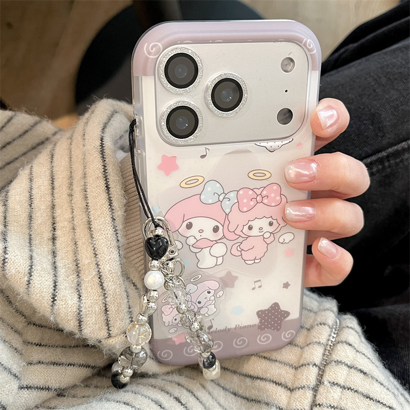 สําหรับiPhone 17 15 13 14 16 pro MaxกรณีInsน่ารักสาวหัวใจหวานเย็นนุ่มน่ารักดาวห้าแฉกMelody Lambสร้อย