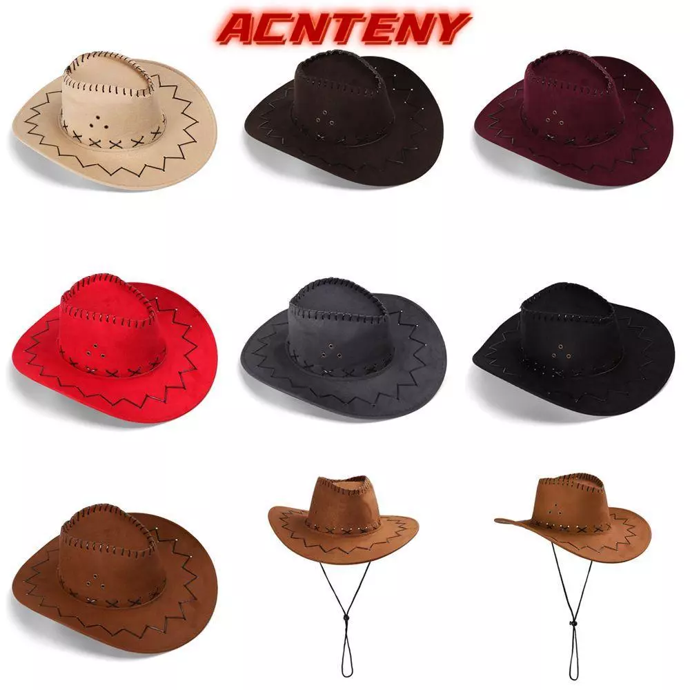 ACNTENY เท่านั้น หมวกคาวบอยปฏิบัติหนังนิ่มแฟชั่นชุดแฟนซี