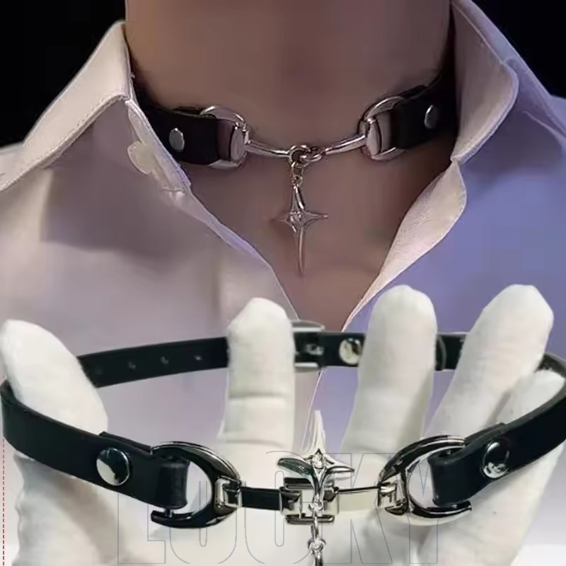 3-1 ชิ้น Y2K Cross Star Choker - เครื่องประดับแฟชั่น - ปรับคอตกแต่ง - หนัง PU - Retro Link Chains สร้อยคอ - เครื่องประดับวัฒนธรรมย่อย - Gothic Punk สไตล์สร้อยคอ