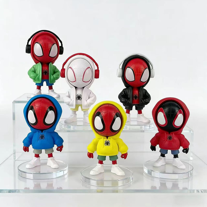 6 ชิ้น/เซ็ต 9 ซม.ใหม่อะนิเมะ Superhero kawaii Q รุ่น Action Figures PVC ชุดเครื่องประดับตกแต่งรถของเล่นตุ๊กตาของขวัญ